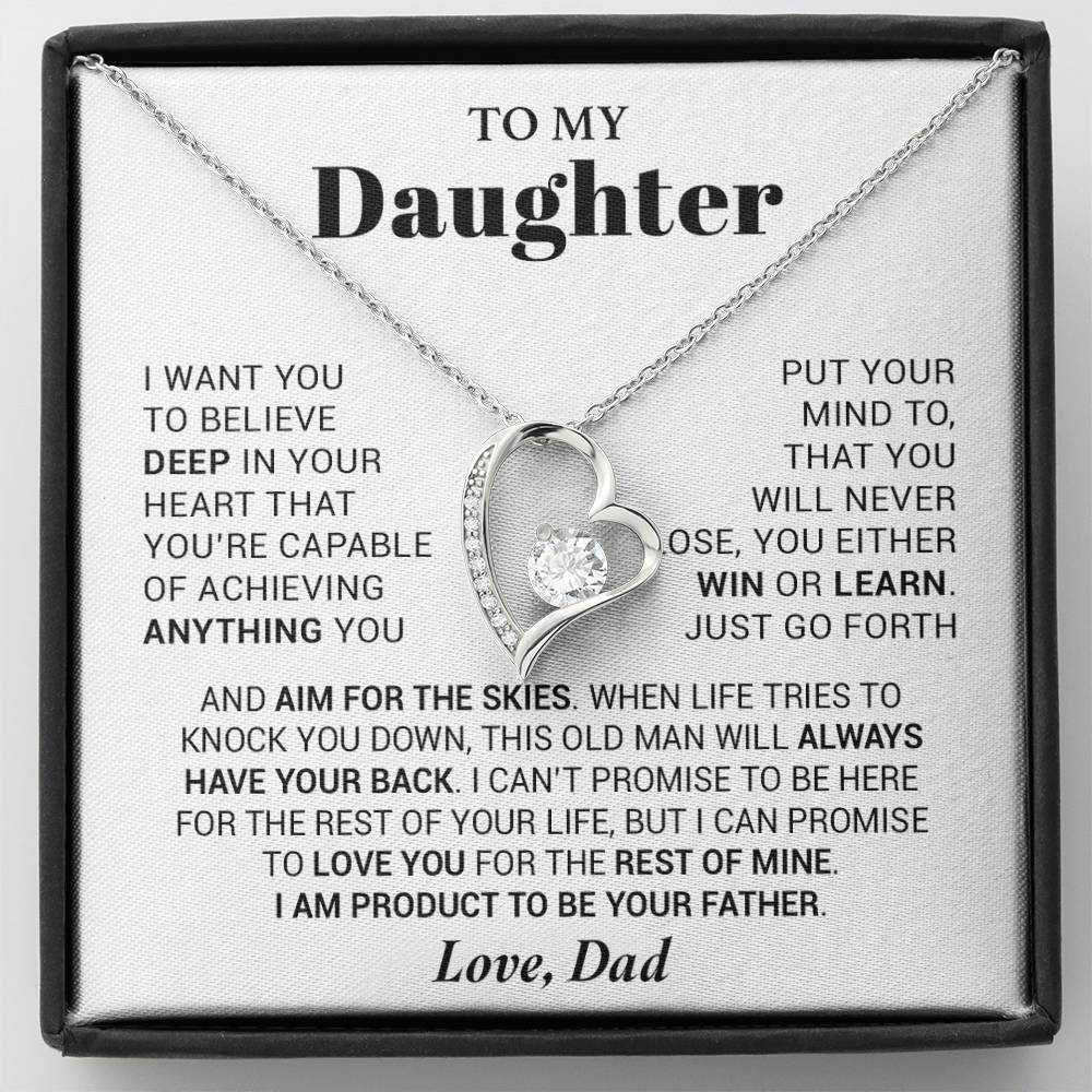 To My Daughter Necklace from Dad, Daughter Dad Necklace, Gifts for Daughter 23_10_White