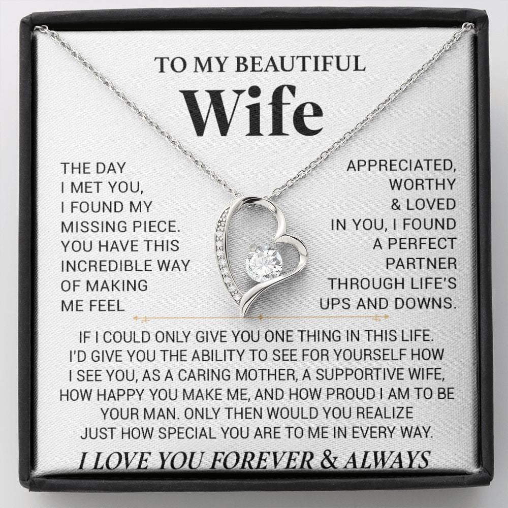 To My Wife Necklace, Anniversary Gift For Wife, Wife Birthday, Gift For Wife444_White