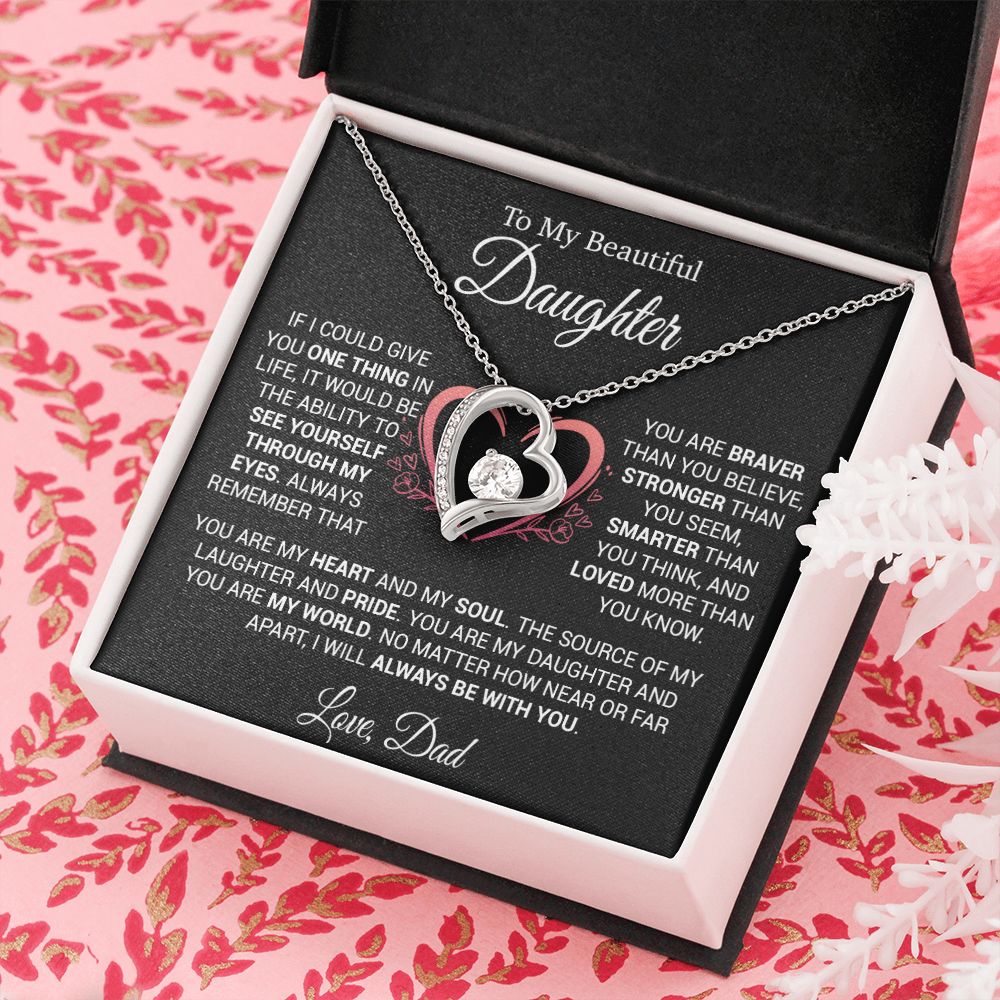 To My Daughter Necklace from Dad, Necklace for Daughter from Dad, Father Daughter Necklace