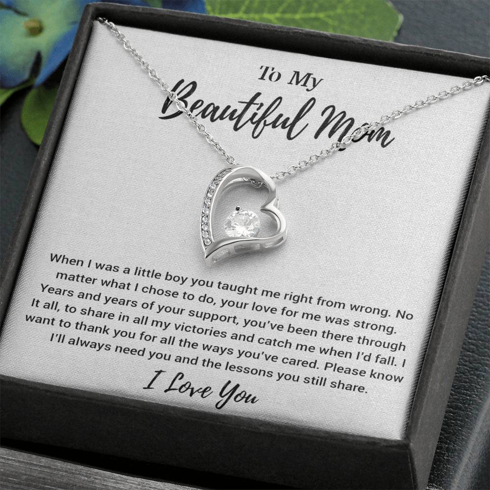 To My Beautiful Mom Necklace Mom Birthday Gift Mother's Day Gift Necklace For Mom From Son