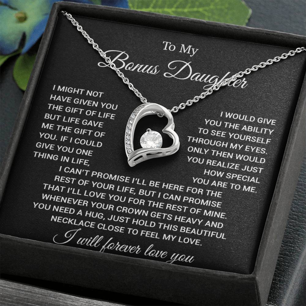 To My Bonus Daughter Necklace, Gift for Bonus Daughter, Step Daughter Birthday 23_11_Black