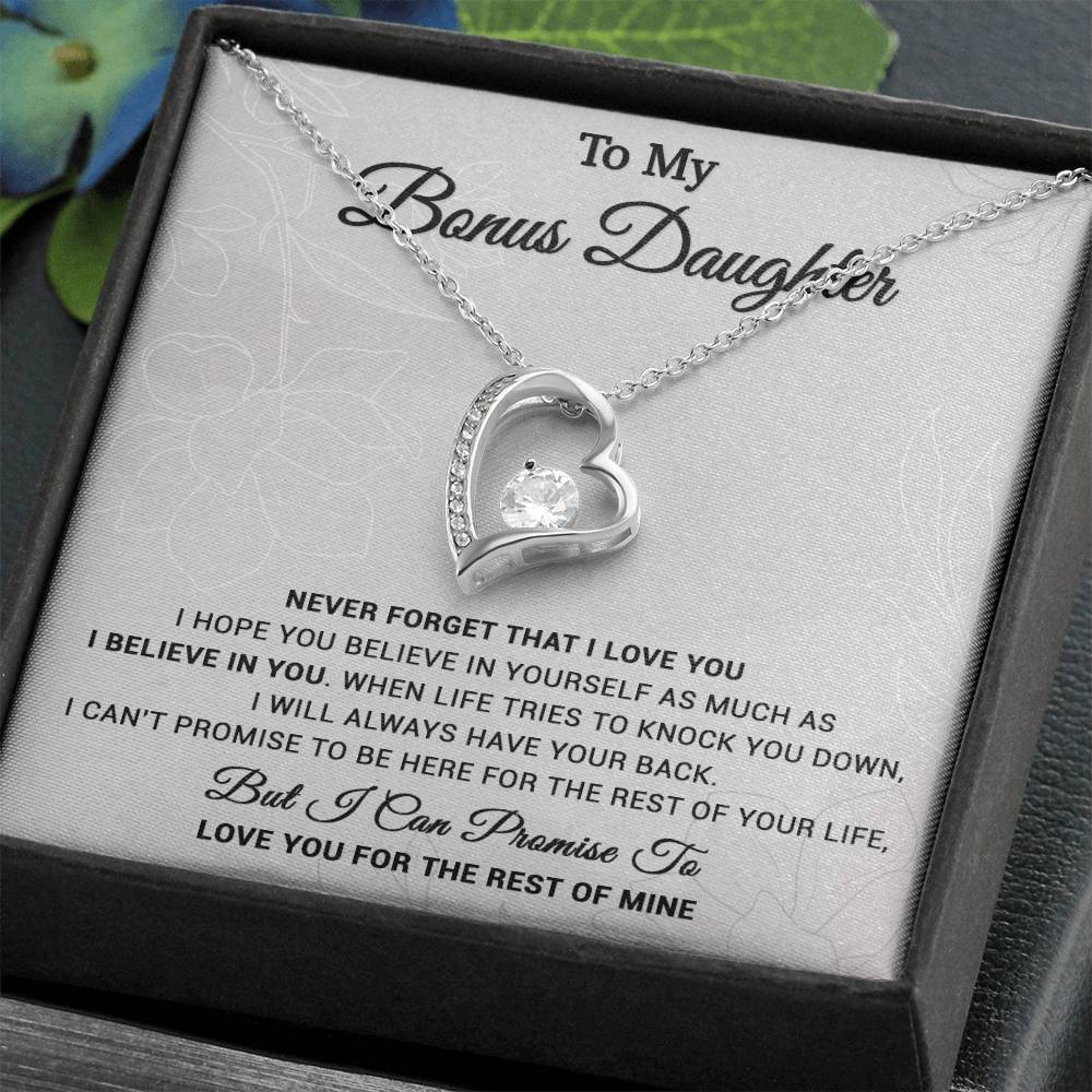 To My Bonus Daughter Necklace, Step Daughter Gift From Stepdad, Stepmom