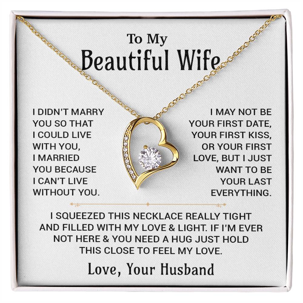 To My Beautiful Wife Necklace, Christmas Gifts For Women, Anniversary Gift For Wife