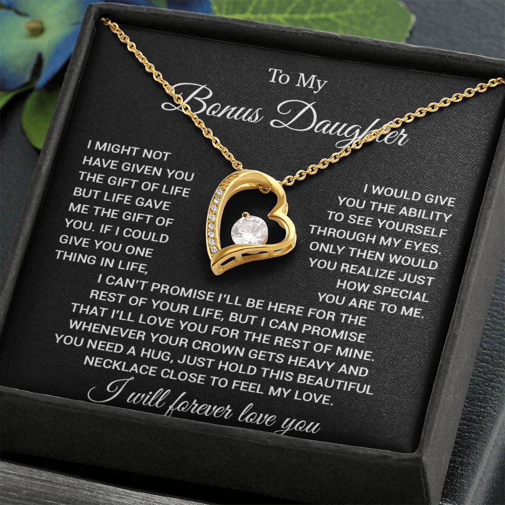 To My Bonus Daughter Necklace, Gift for Bonus Daughter, Step Daughter Birthday 23_11_Black