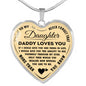 Silver Heart Pendant for Daughter - Daddy Loves You -Necklace for Teen Girl