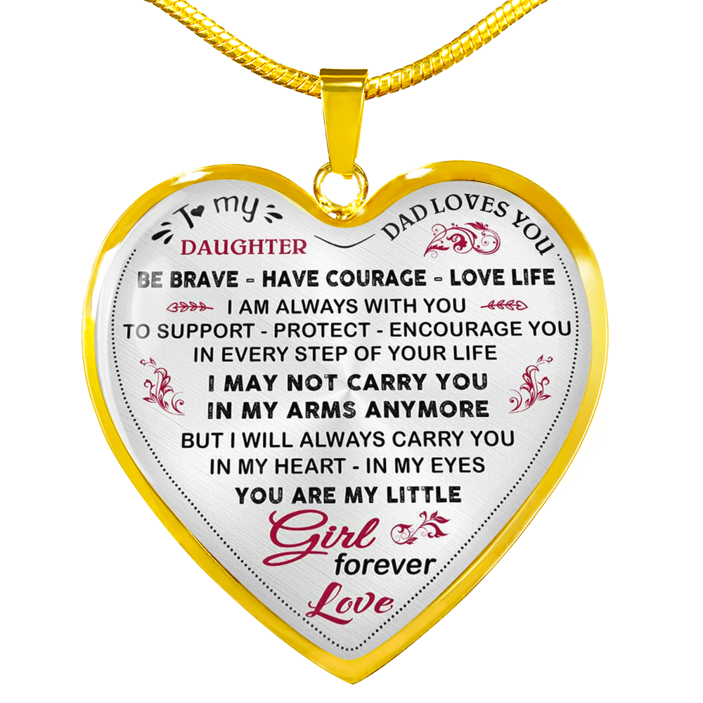 To My Daughter Heart Necklace From Daddy Father Best Gift For Daughter