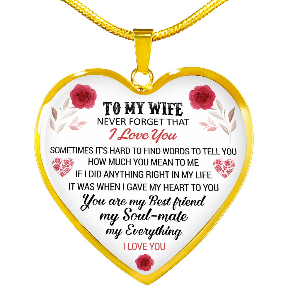 To My Wife Heart Necklace Pendant - Wife And Husband I Love You Gifts For Wife