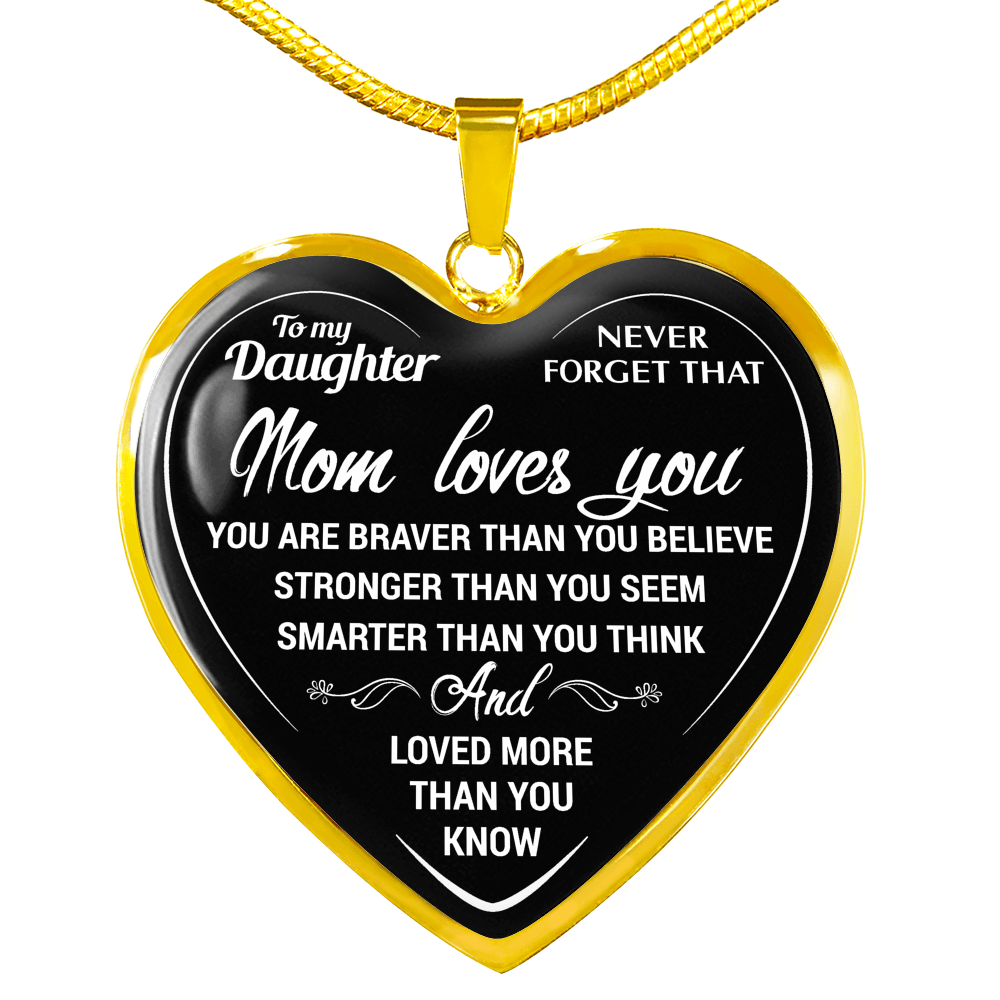 To My Daughter Mom Loves You Necklace Heart Pendant Luxury Gift For Little Girls