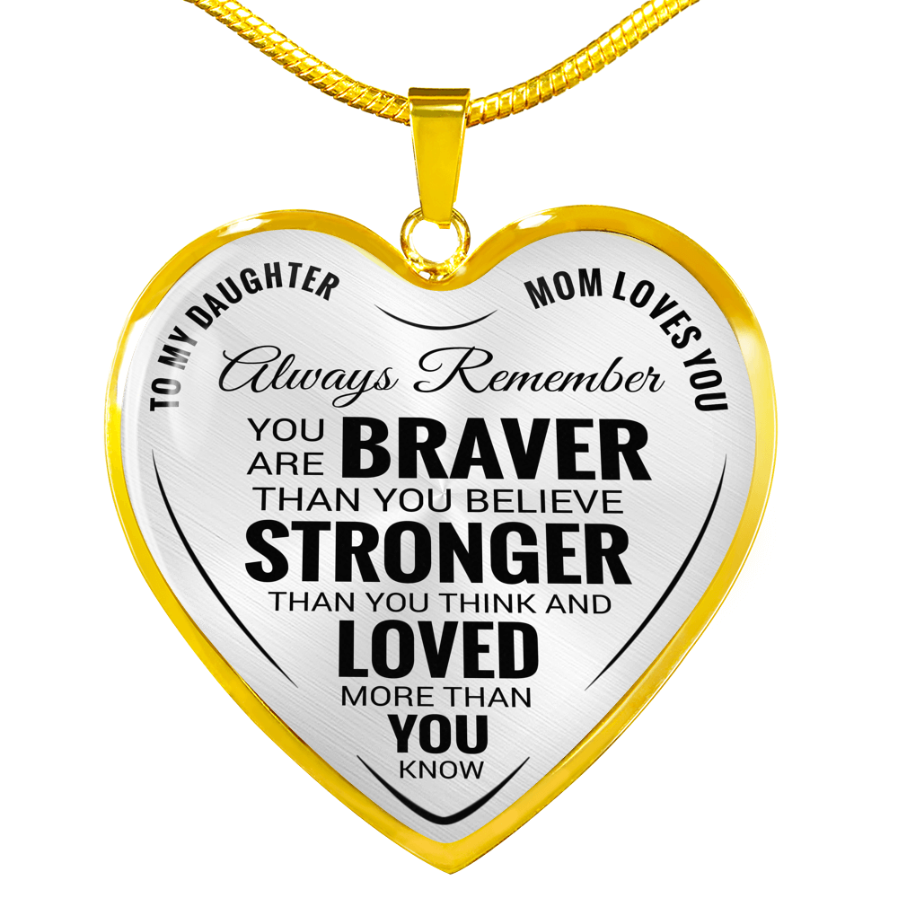To my daughter - from mom - always remember quote heart pendant necklace silver