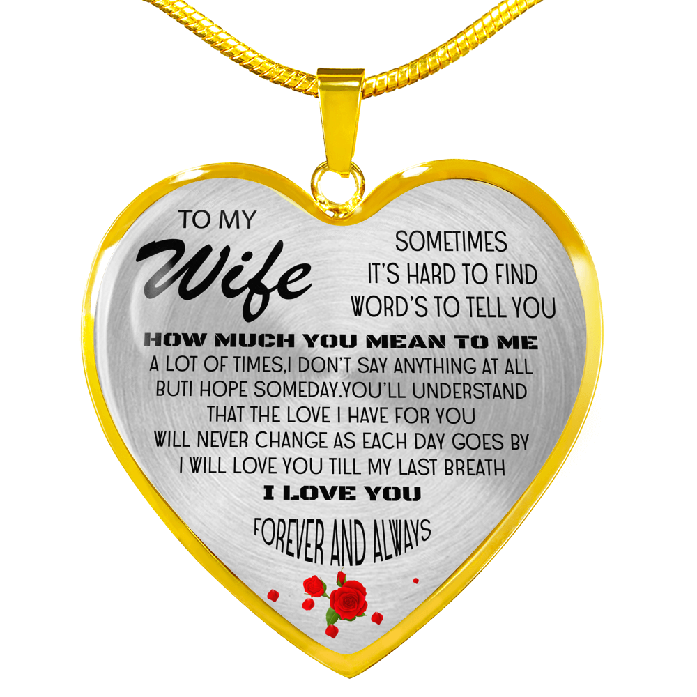 ZEN DEAL - Wife Gifts Necklace - to My Wife Pendant -to My Wife - Wedding Luxury Heart Shaped Necklace for Wife - Silver Heart Pendant