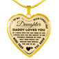 Silver Heart Pendant for Daughter - Daddy Loves You -Necklace for Teen Girl