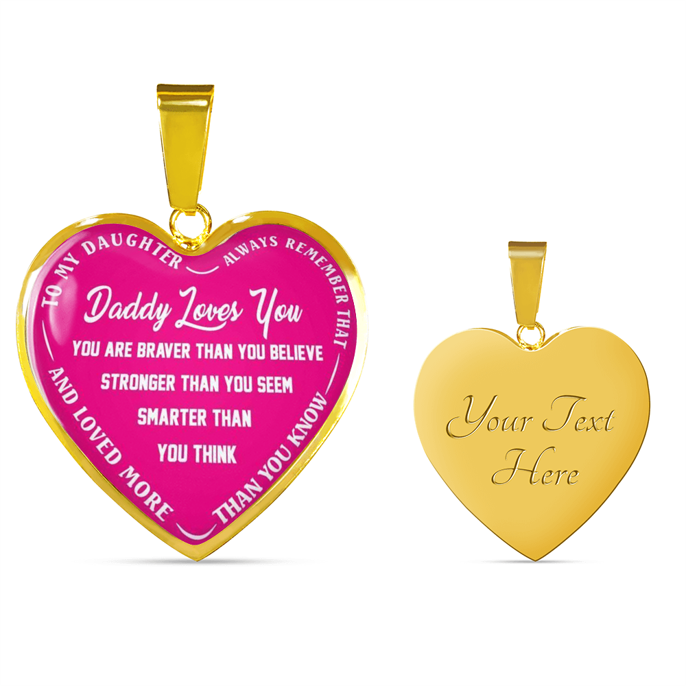 To My Daughter Love Dad Luxury Silver Necklace Birthday Graduation Gift for Kids