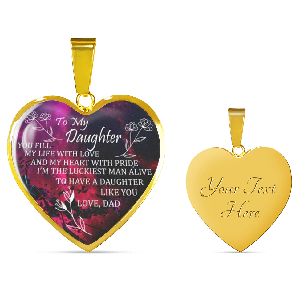 TO MY DAUGHTER HEART NECKLACE - LOVE FOR MY DAUGHTER GIFT FROM DAD