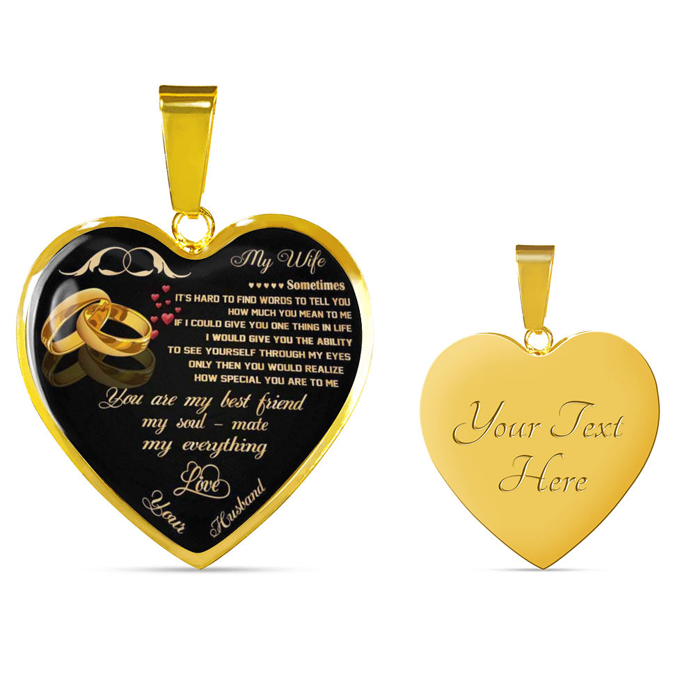 To my Wife Heart Pendant - From Husband - Anniversary/Wedding Gift for Her