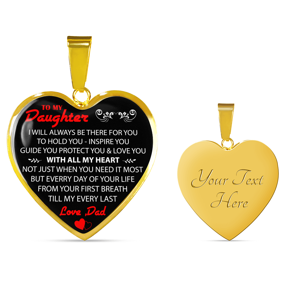 To My Daughter Love Dad - Father and Daughter Necklace Heart Gift from Daddy
