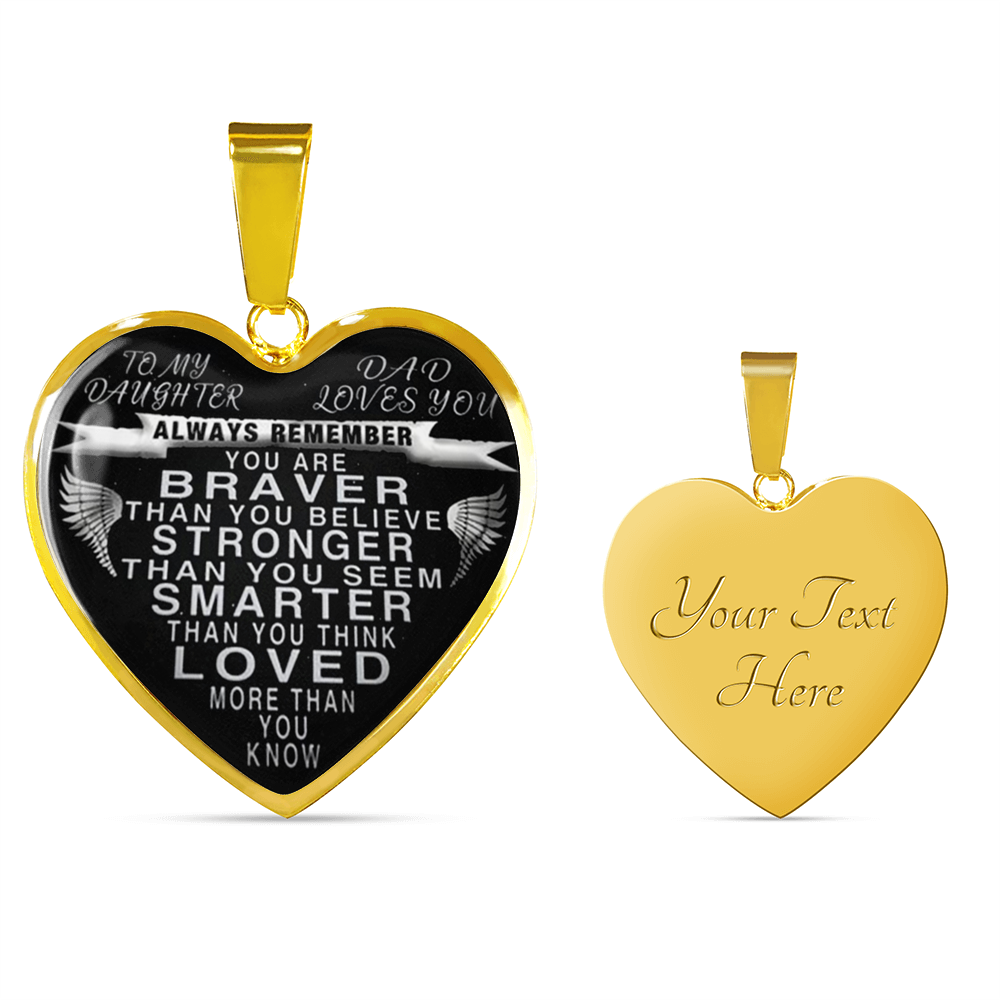 To my daughter - from dad - always remember heart pendant necklace silver