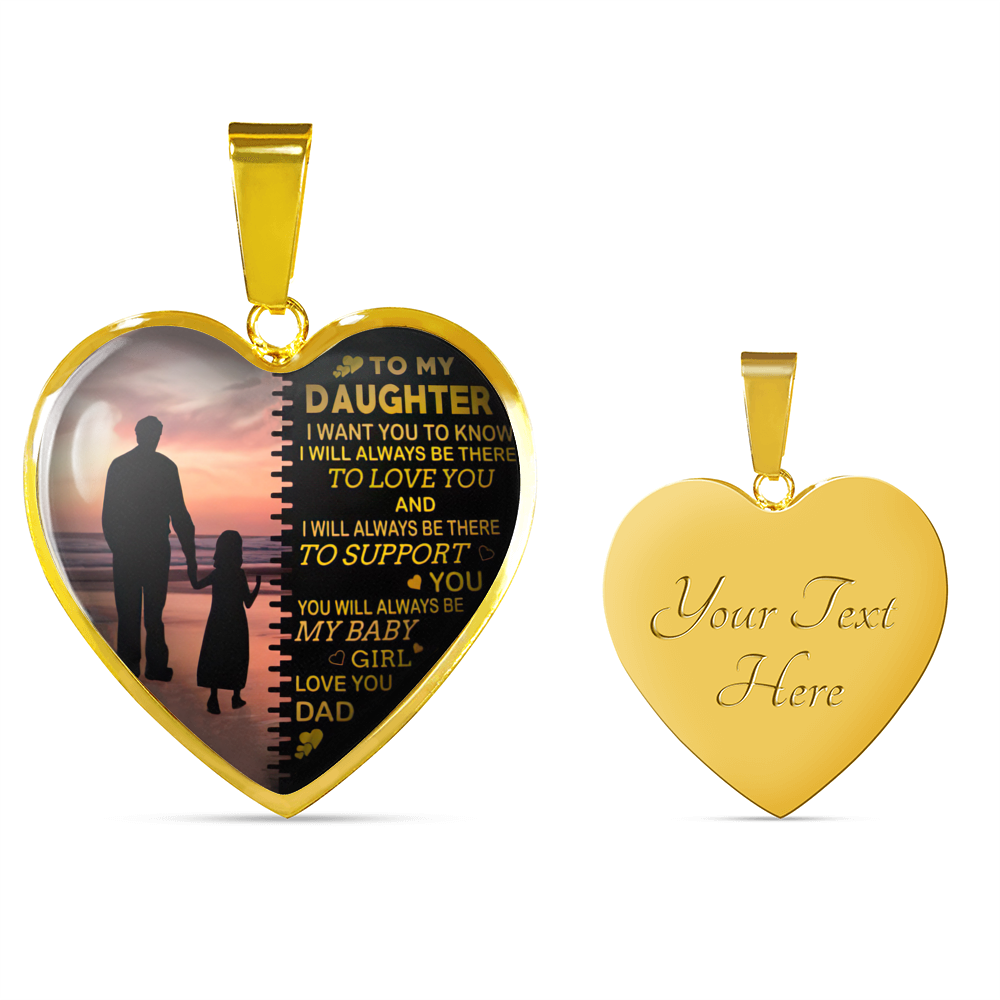 Vuvuzi Tee to My Daughter Necklace Heart from Dad - Gold Pendant Necklace