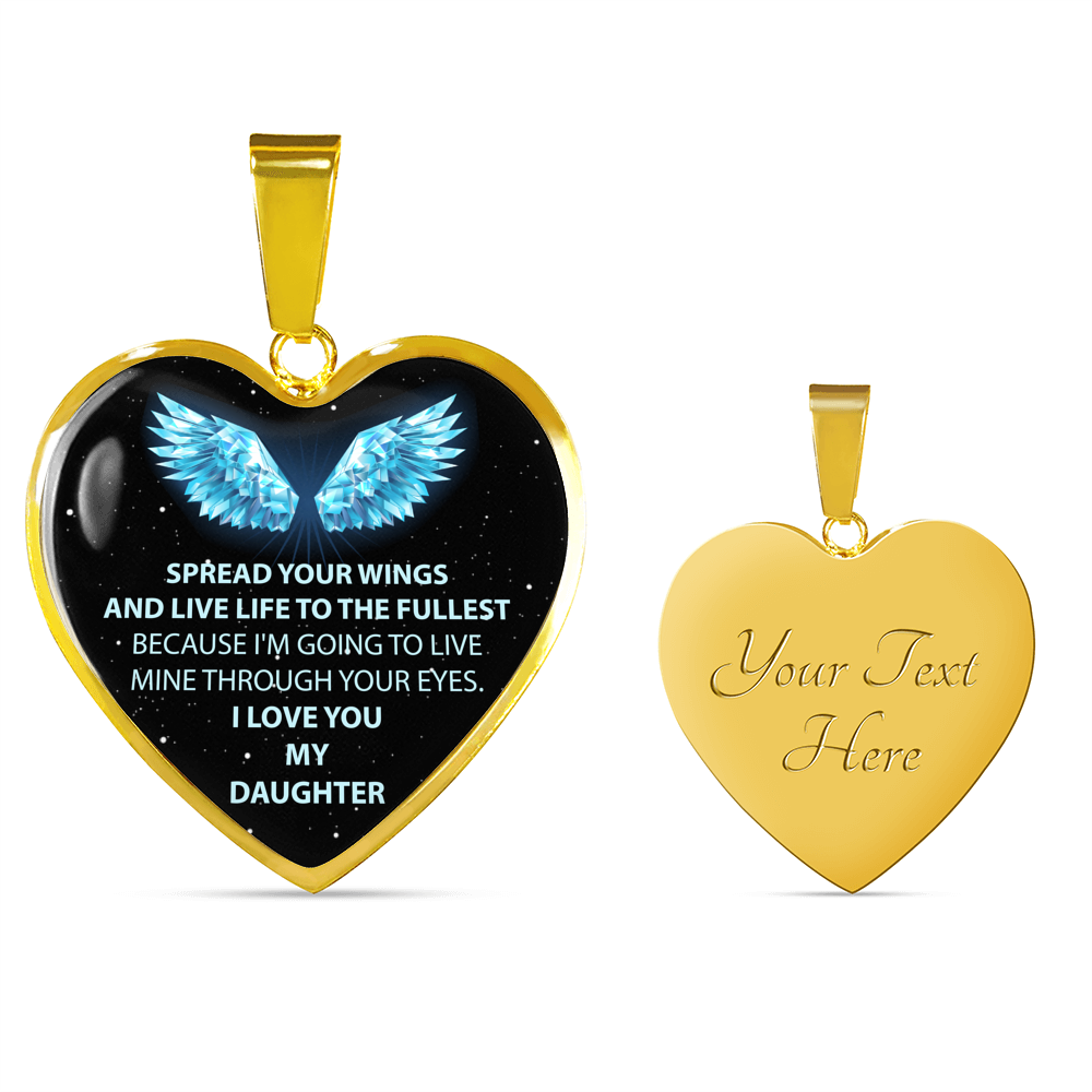To Our Daughter Necklace - Mom & Dad Love You Heart Pendant - Gift for Teen Girl