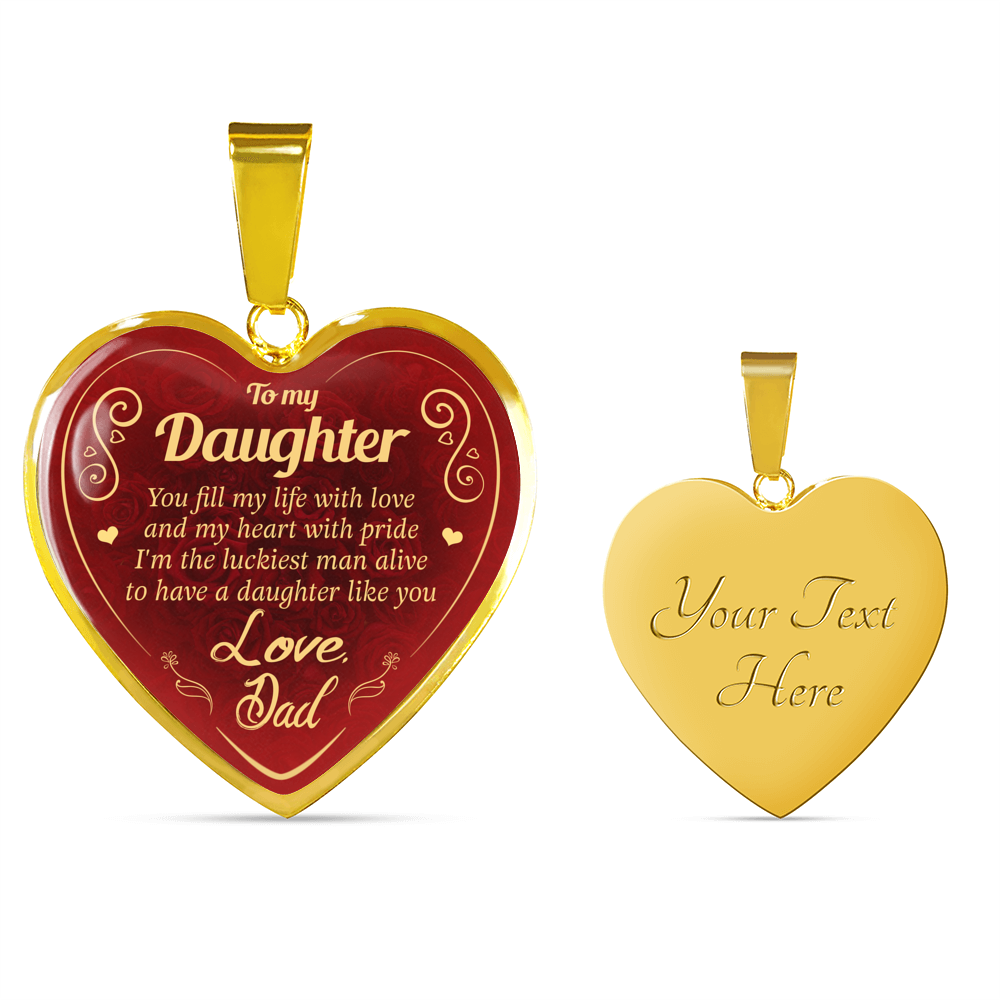 To My Daughter Heart Necklace - Love For My Daughter Gift From Daddy