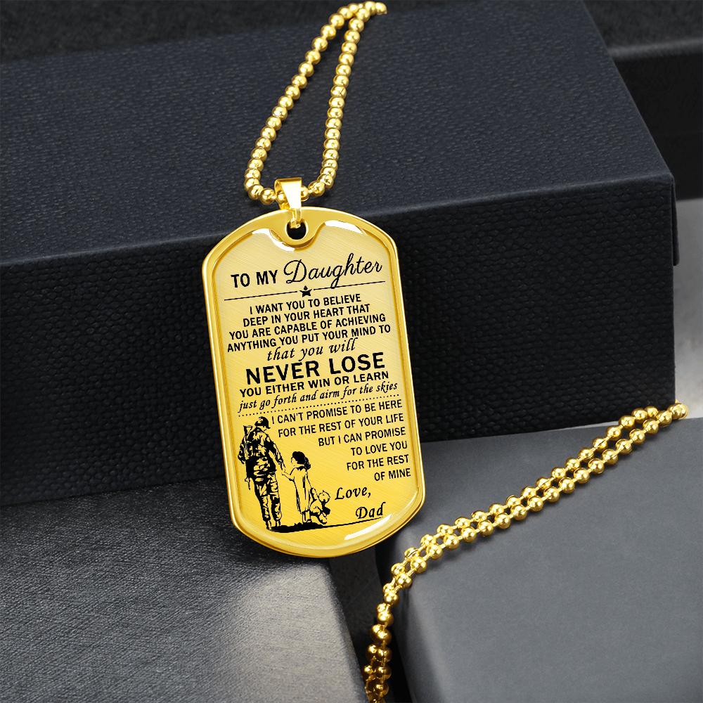 Vuvuzi Tee to My Daughter Dog Tag Necklace - Soldier Dad & Daughter Pendant - Gift from Dad