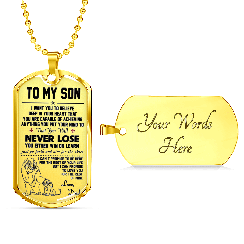 to My Son Pendant Necklace - Dog Tag from Dad Lion King - Best Gifts for Child