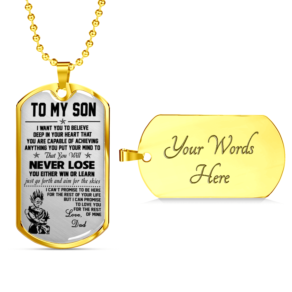 To My Son Dog tag Necklace - Love Dad Vegeta & Trunks Dragonball - Gift for Son