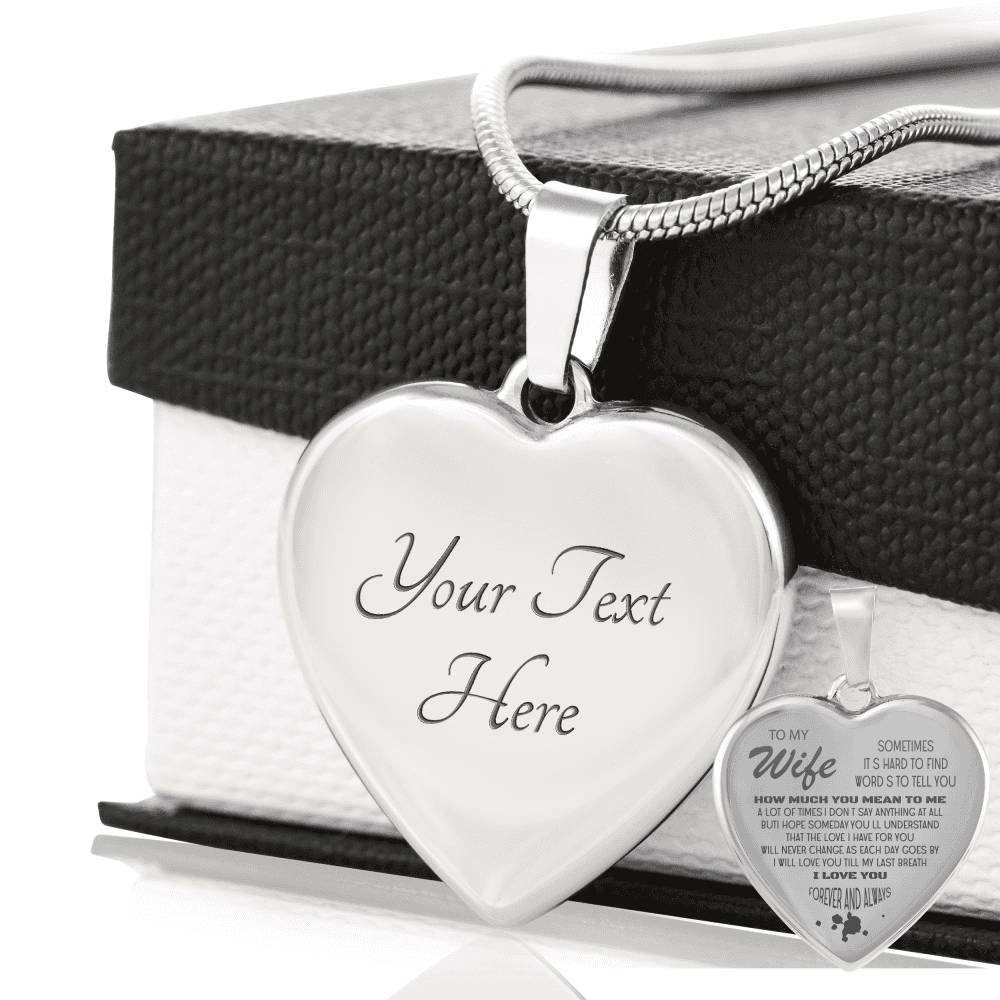 Wife Gifts Engraved Necklace - to My Wife Pendant -to My Wife - Wedding Luxury Heart Shaped Necklace for Wife