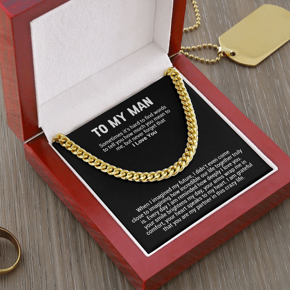 To My Man Cuban Chain Necklace, Best Gifts For Him Anniversary, Gifts For Him