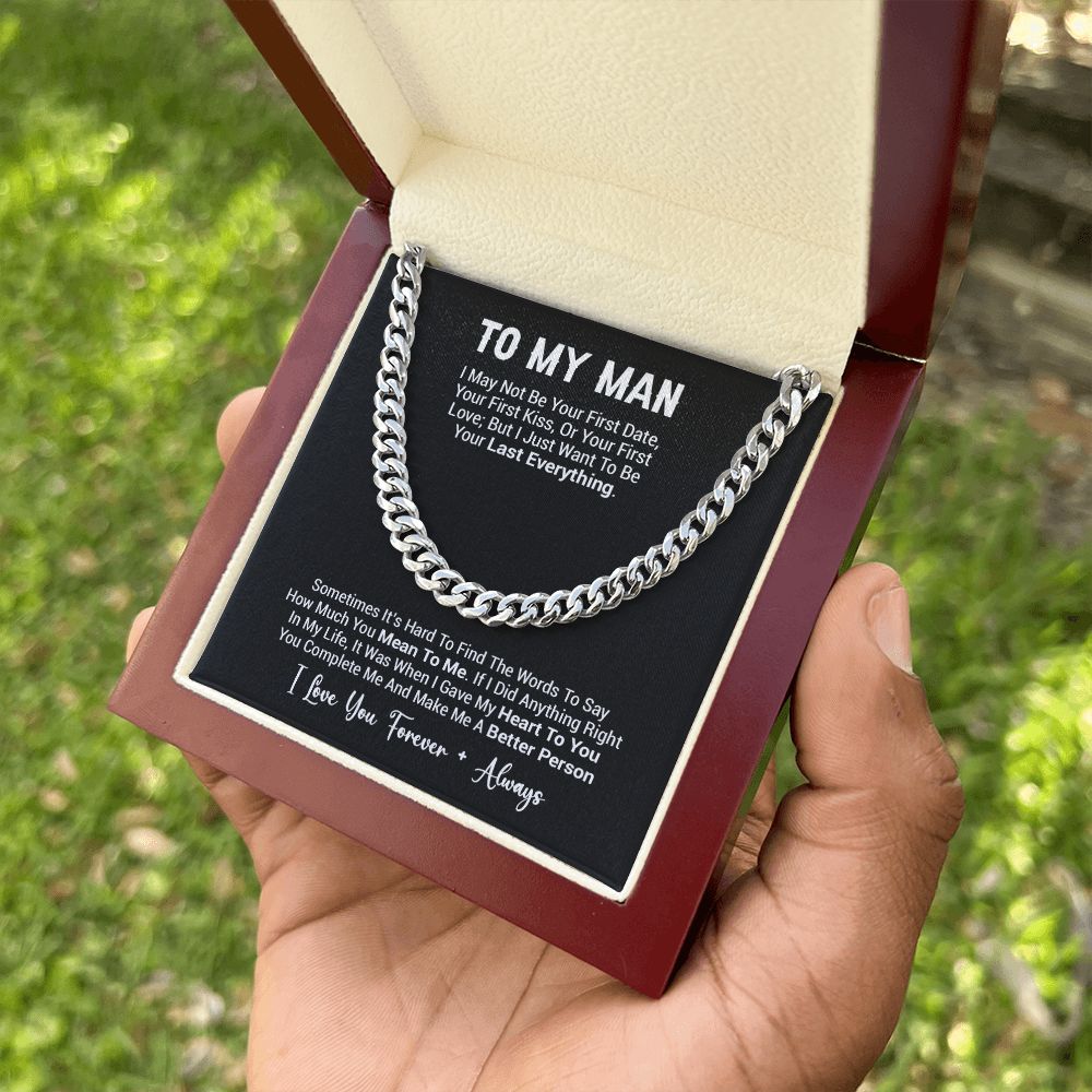 To My Man Necklace, Cuban Chain for Him, Romantic Birthday Gifts For Him