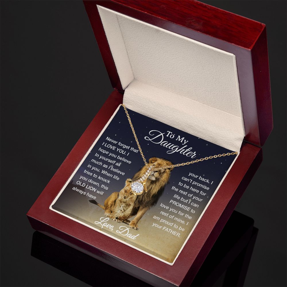 To My Daughter Necklace, Xmas Gift For Daughter From Dad, Daughter Father Lion
