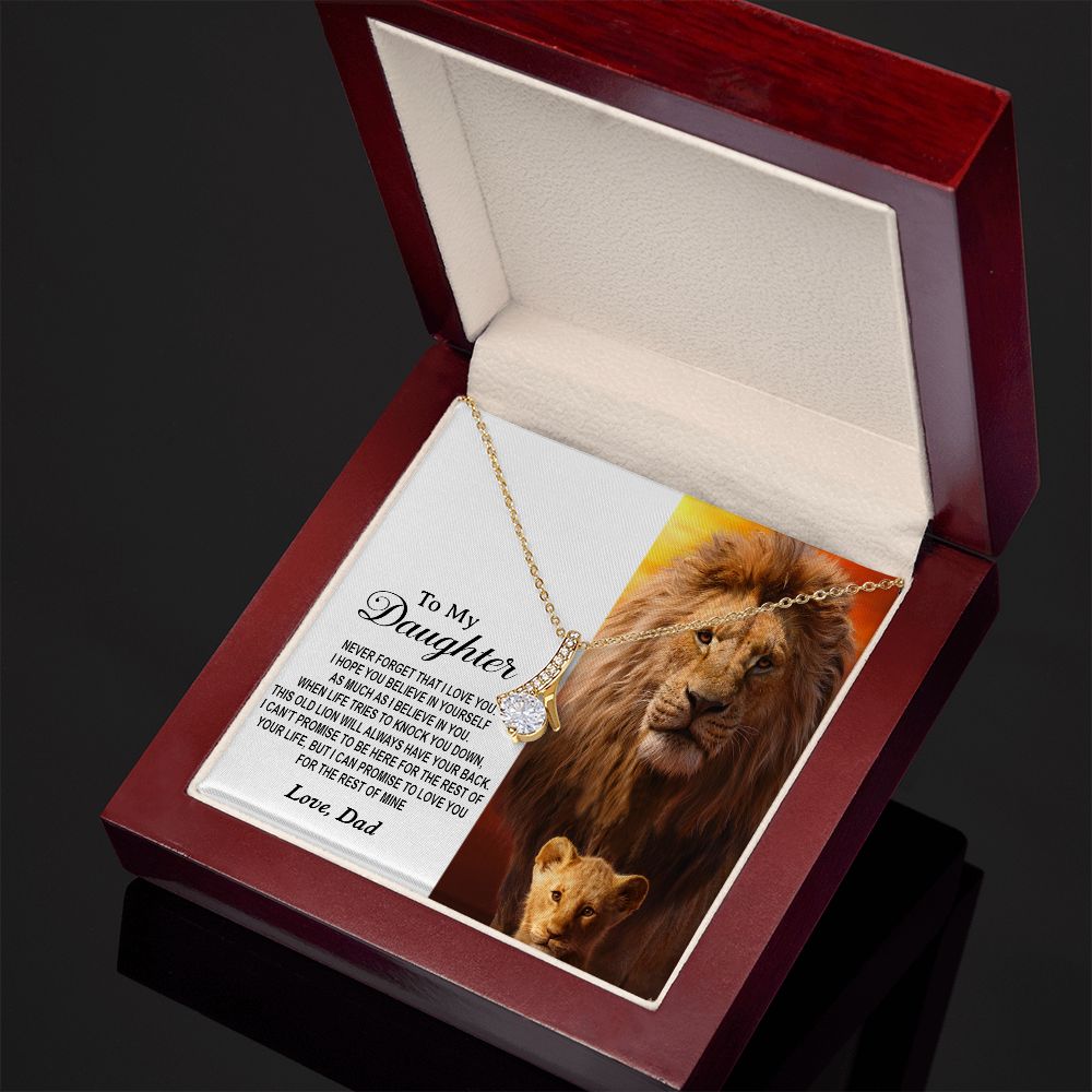 To My Daughter Necklace, Xmas Gift For Daughter From Dad, Daughter Father Lion