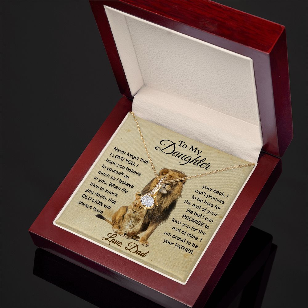 To My Daughter Necklace, Xmas Gift For Daughter From Dad, Daughter Father Lion