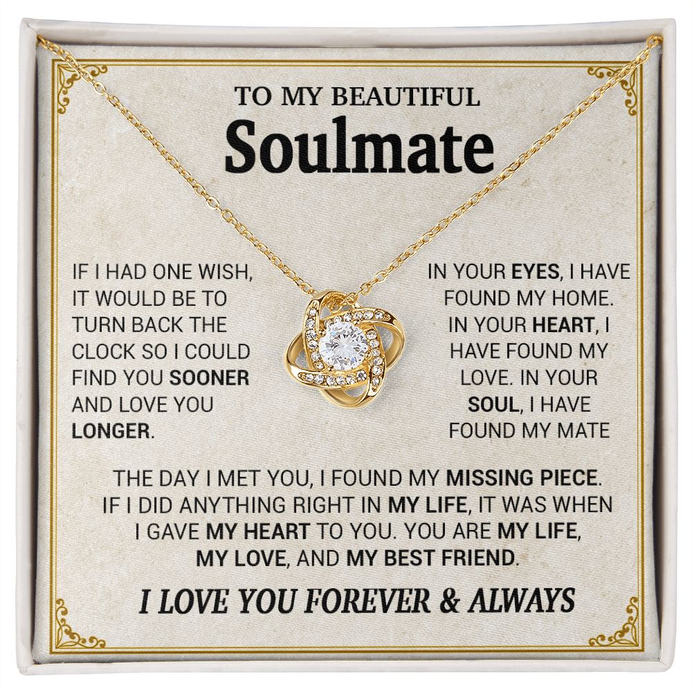 To My Beautiful Soulmate Necklace, Gift for Wife, Girlfriend, Anniversary Gift