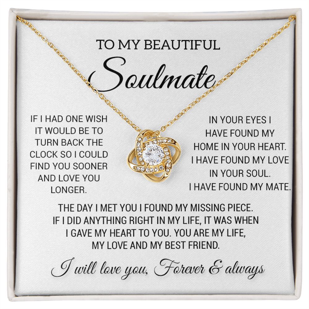 To My Beautiful Soulmate Necklace, Gift for Wife, Girlfriend, Anniversary Gift
