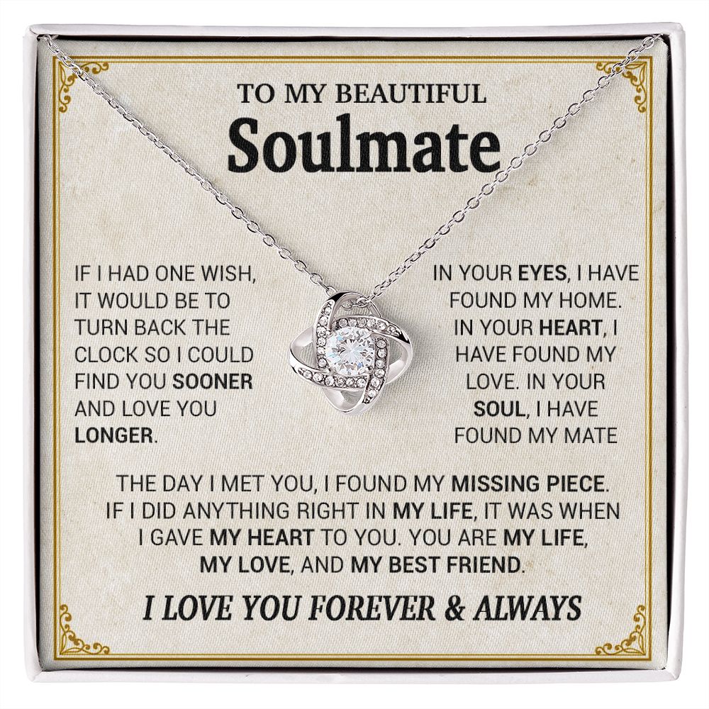 To My Beautiful Soulmate Necklace, Gift for Wife, Girlfriend, Anniversary Gift