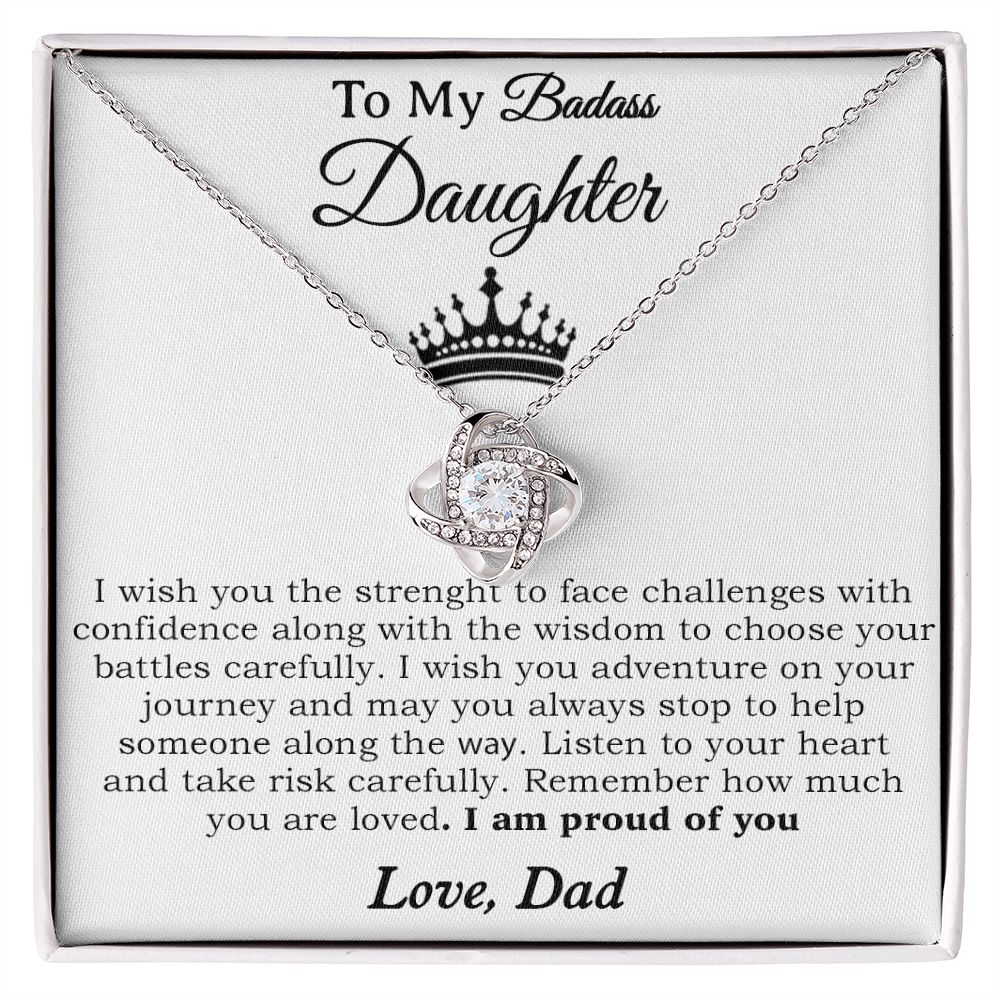 To My Badass Daughter Necklace From Dad, Badass Daughter Necklace Birthday Gift