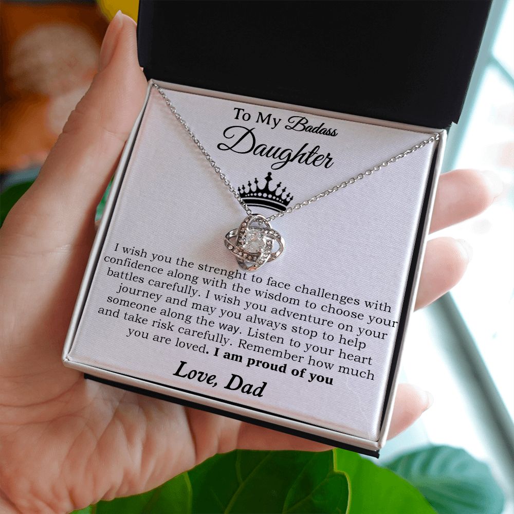 To My Badass Daughter Necklace From Dad, Badass Daughter Necklace Birthday Gift
