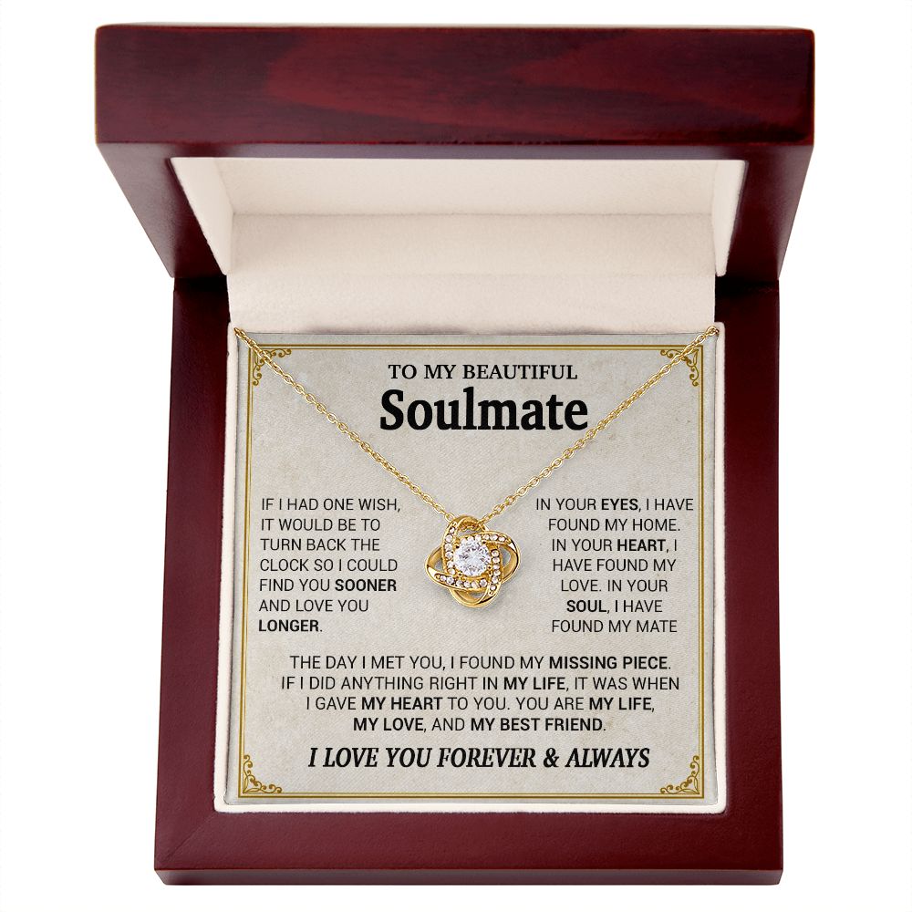 To My Beautiful Soulmate Necklace, Gift for Wife, Girlfriend, Anniversary Gift