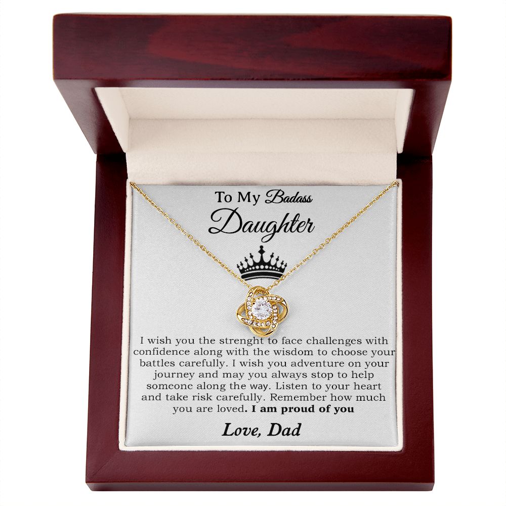 To My Badass Daughter Necklace From Dad, Badass Daughter Necklace Birthday Gift
