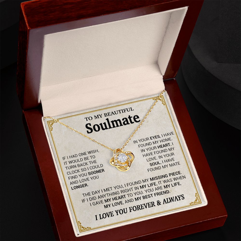 To My Beautiful Soulmate Necklace, Gift for Wife, Girlfriend, Anniversary Gift