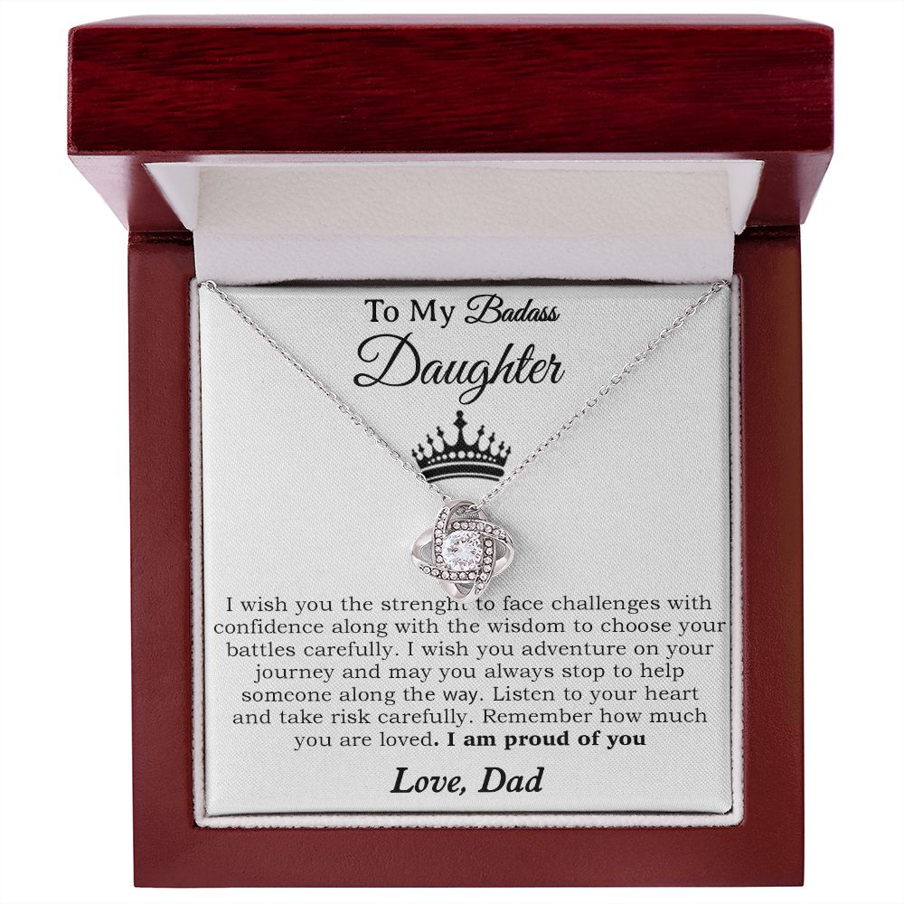 To My Badass Daughter Necklace From Dad, Badass Daughter Necklace Birthday Gift