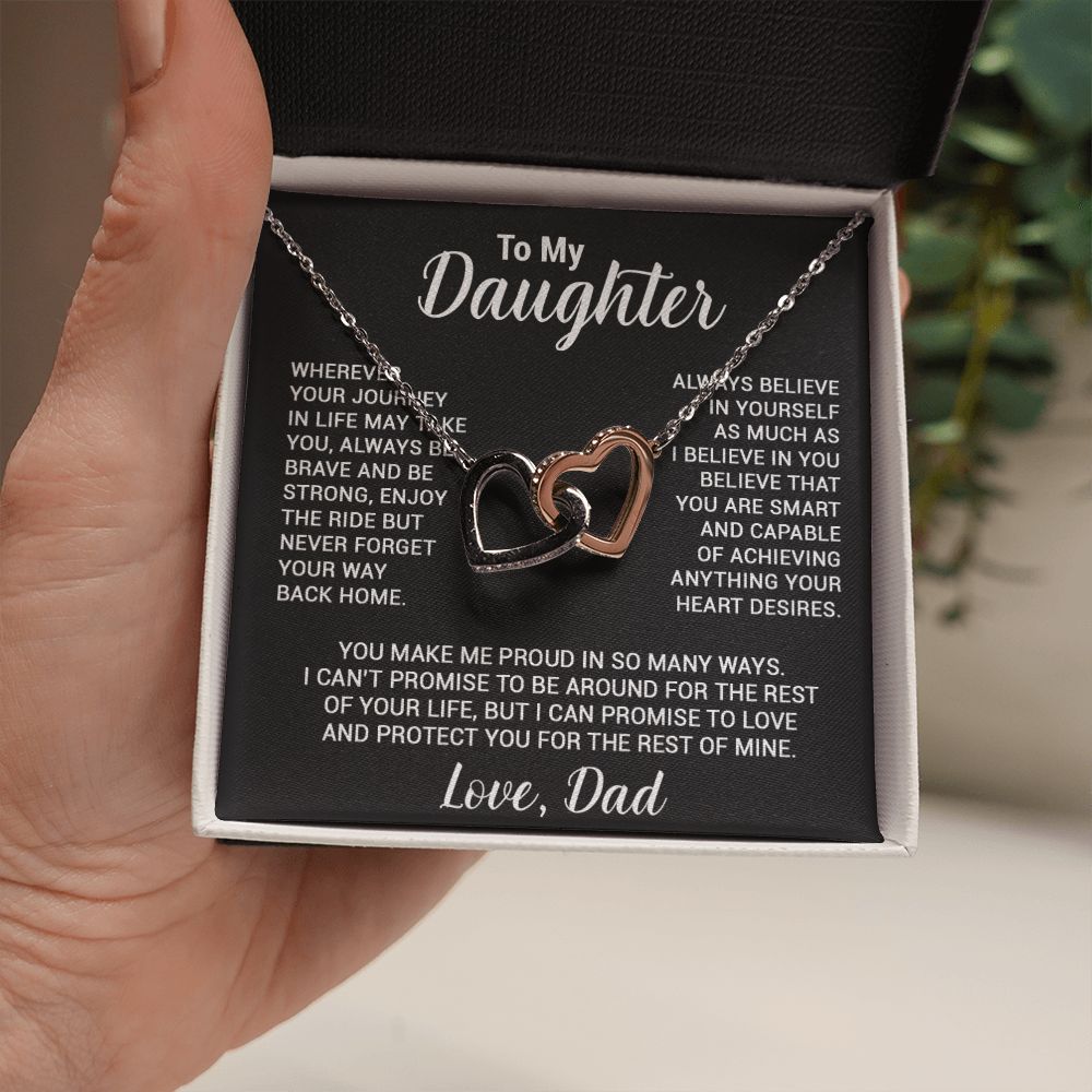 To My Daughter Necklace, Gift For Daughter From Dad, Daughter Father Necklace_Black