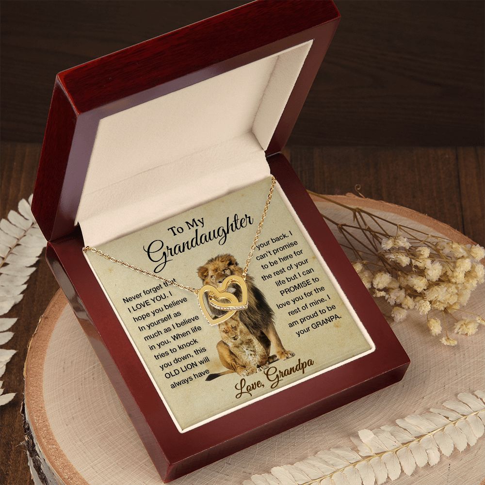 To My Granddaughter Necklace , Gift From Grandpa Papa Lion Dad, Christmas Gift