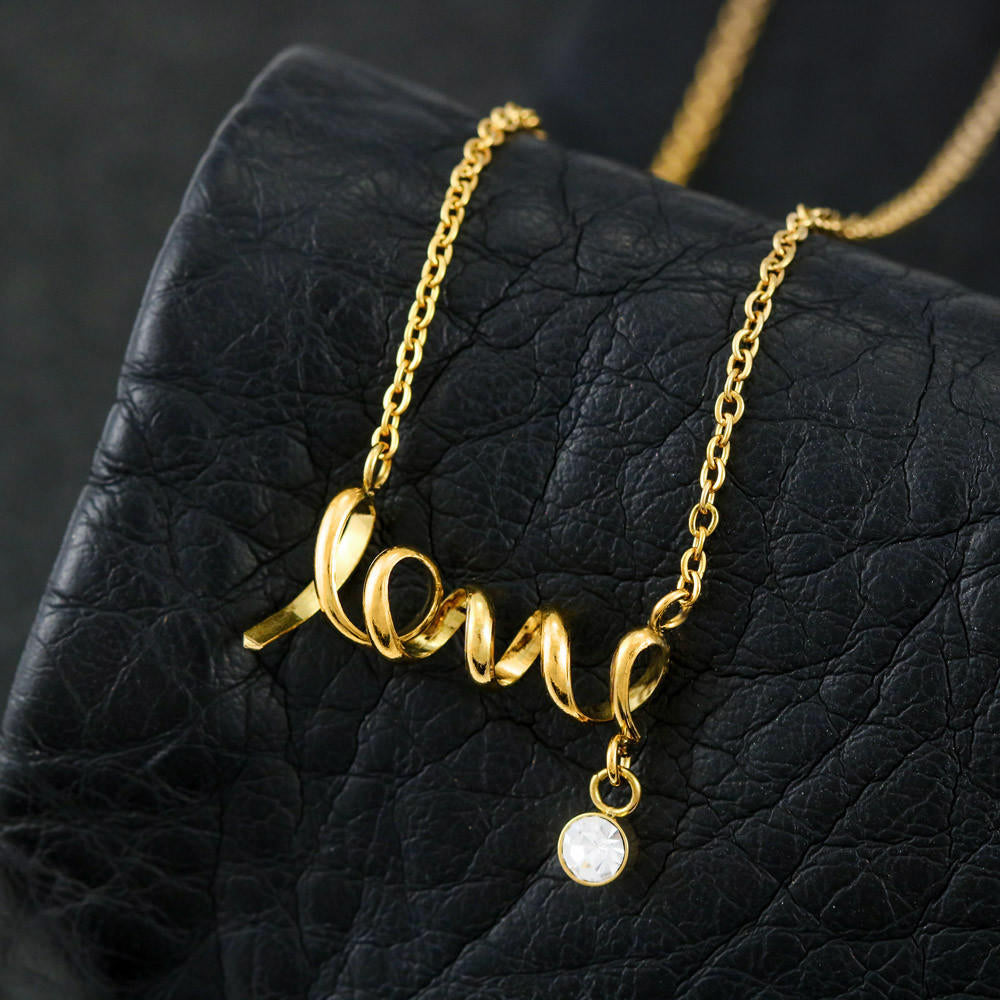 To My Wife Scripted Love Necklace with On Demand Message Card
