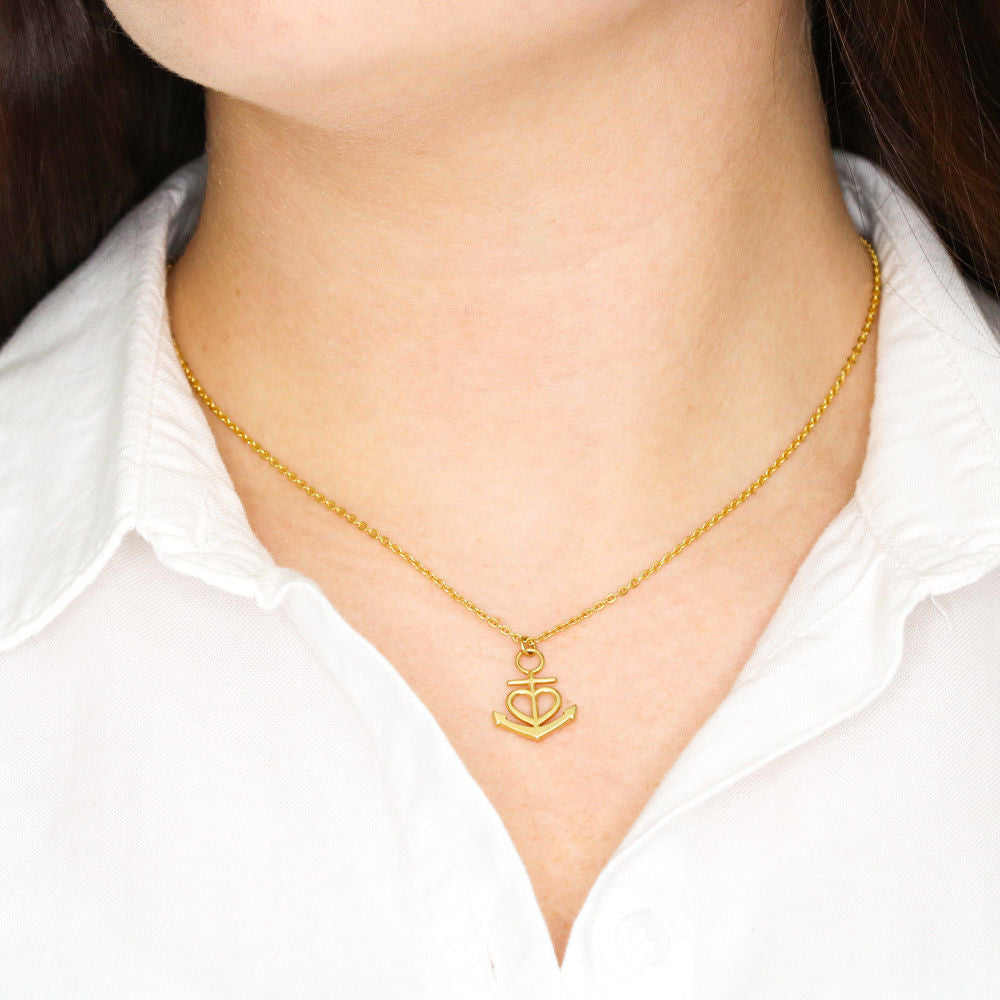 To My Wife Valentine's Day Gift Anchor Necklace with On Demand Message Card