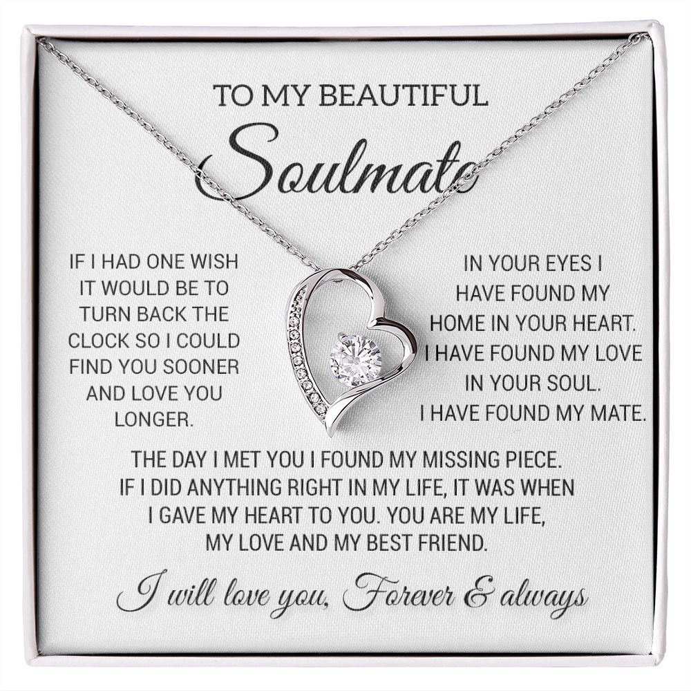 To My Beautiful Soulmate Necklace, Gift for Wife, Girlfriend, Anniversary Gift