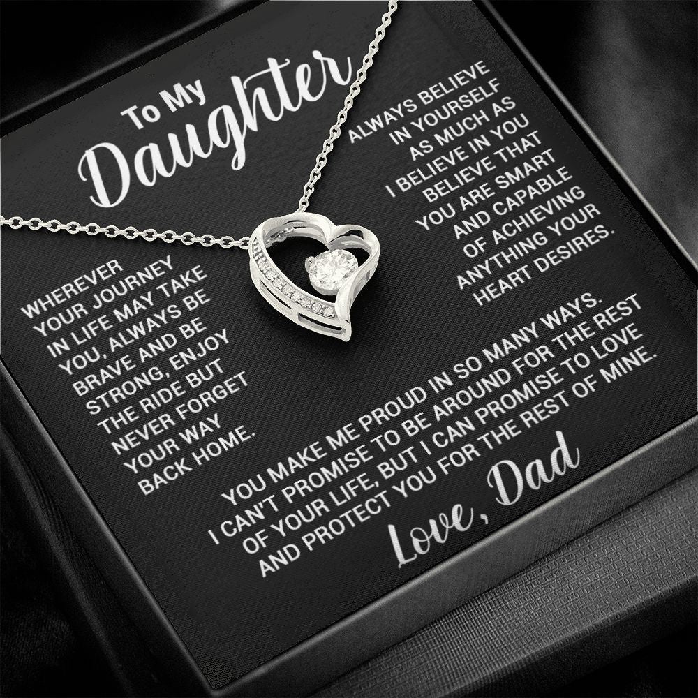 To My Daughter Necklace, Gift For Daughter From Dad, Daughter Father Necklace_Black