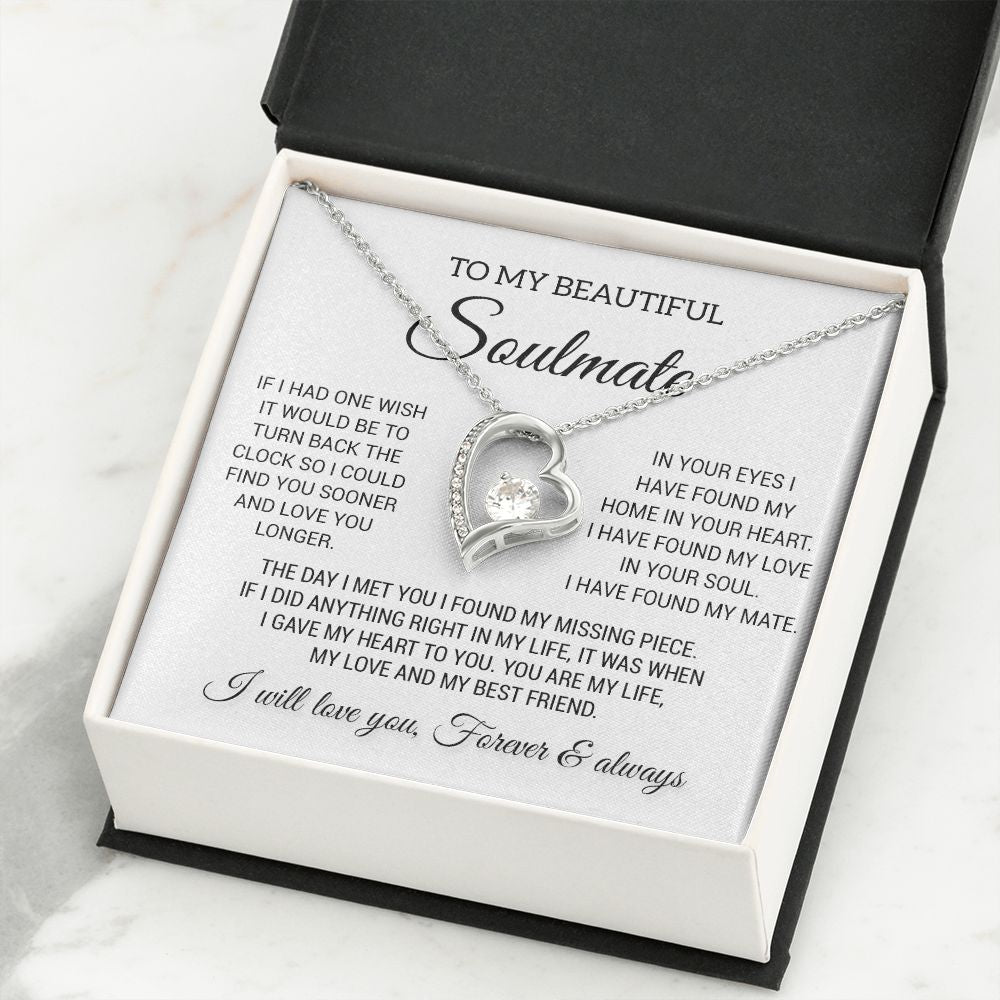 To My Beautiful Soulmate Necklace, Gift for Wife, Girlfriend, Anniversary Gift