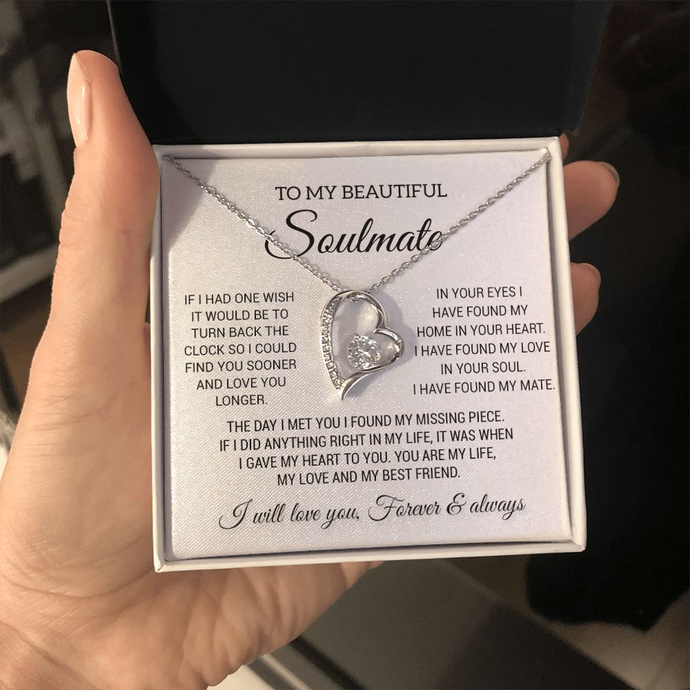 To My Beautiful Soulmate Necklace, Gift for Wife, Girlfriend, Anniversary Gift