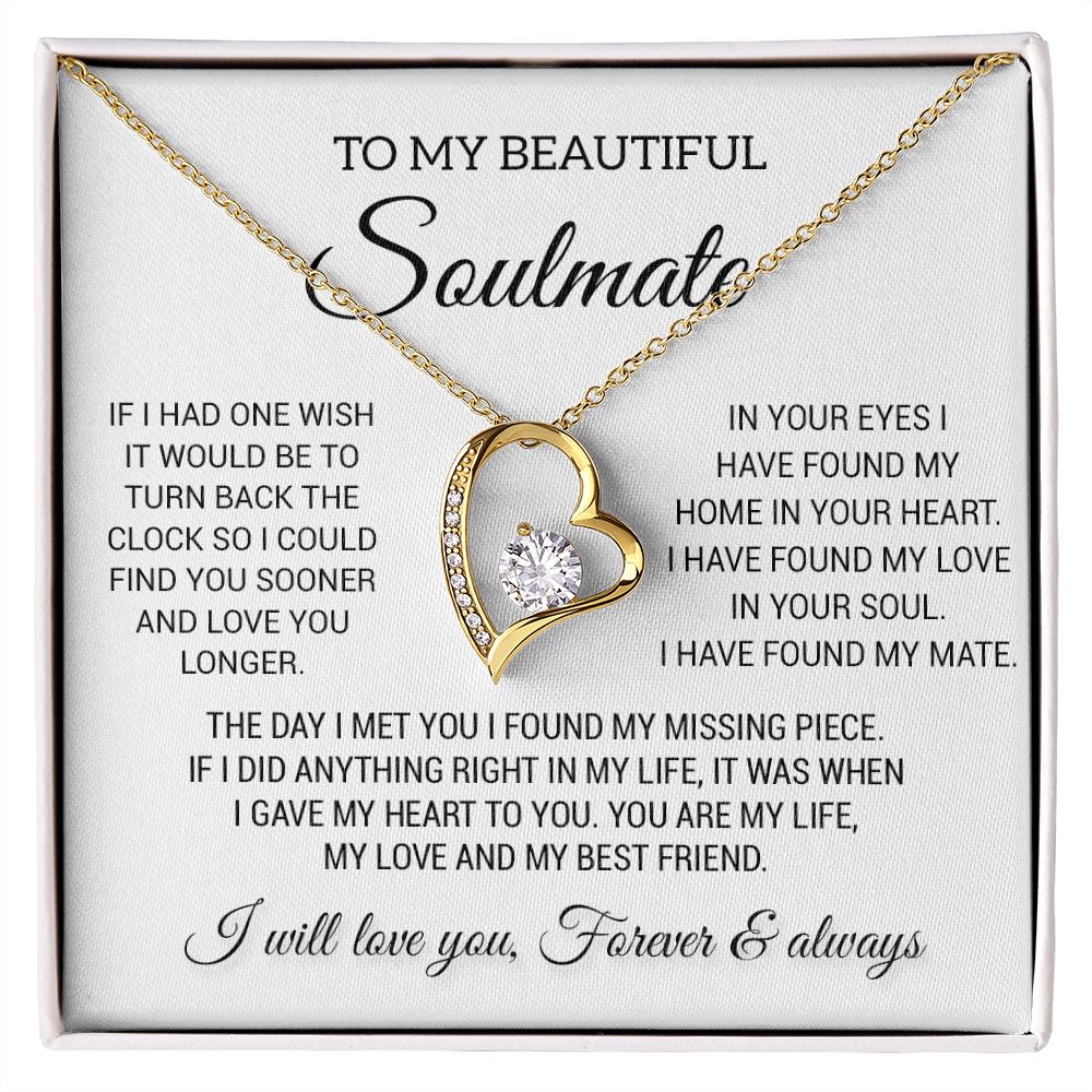 To My Beautiful Soulmate Necklace, Gift for Wife, Girlfriend, Anniversary Gift